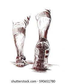 Athletic legs - Sport and fitness, Hand Drawn Sketch Vector illustration.