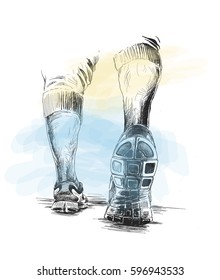 Athletic legs - Sport and fitness, Hand Drawn Sketch Vector illustration.