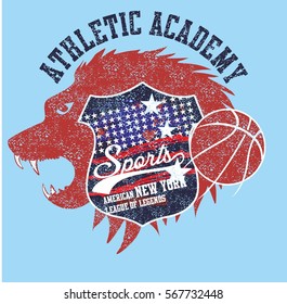 athletic lion academy graphic design vector art