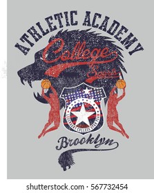 athletic lion academy graphic design vector art