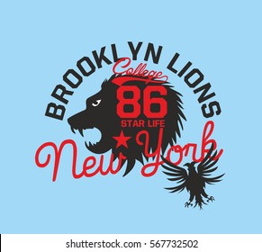 athletic lion academy graphic design vector art
