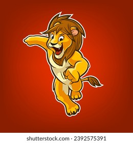 athletic lion mascot running graphics for sports team