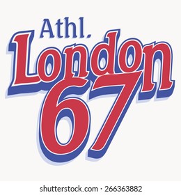 Athletic London typography, t-shirt graphics, vectors