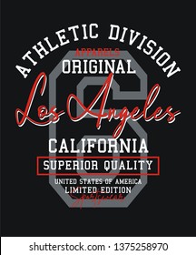 Athletic Los Angeles USA style typography design for t-shirt print and other uses. Vector image design.