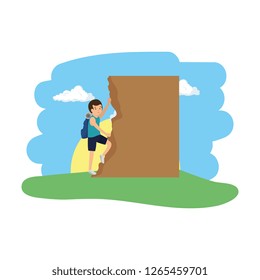 athletic man climbing in the camp