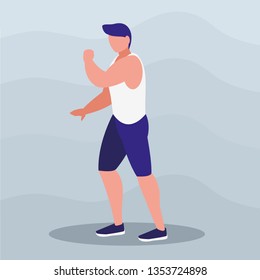 athletic man practicing exercises