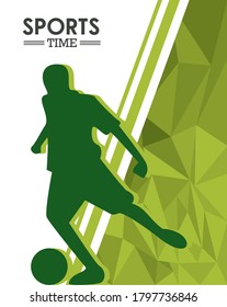 athletic man practicing soccer sport silhouette vector illustration design