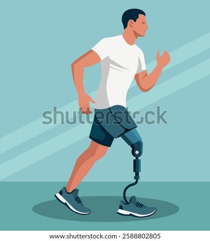 Athletic Man with Prosthetic Leg Running