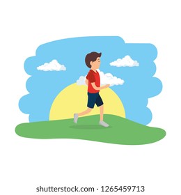 athletic man running in the camp