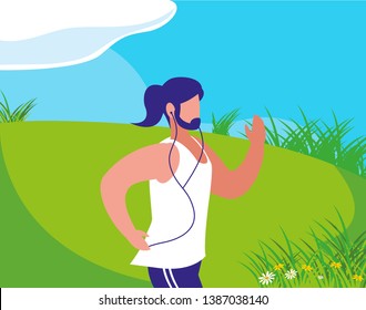 athletic man running in the camp