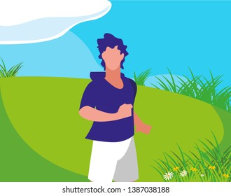 athletic man running in the camp