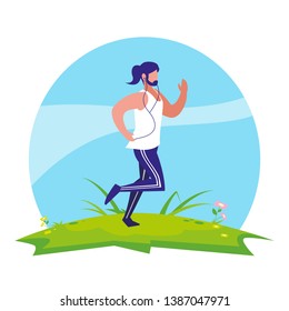 athletic man running in the camp