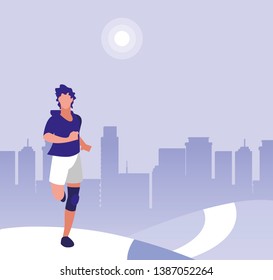 athletic man running in the park