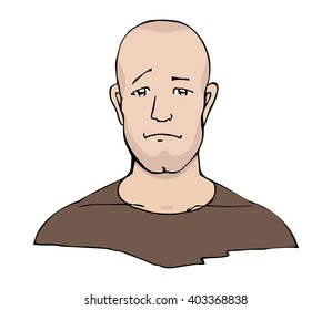 Athletic man with shaved head. Hand drawn vector illustration.