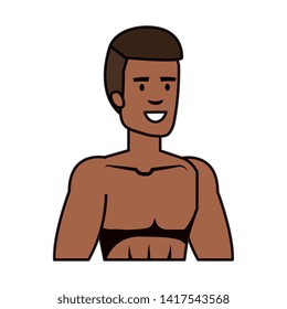athletic man shirtless character vector illustration