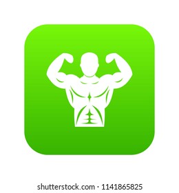 Athletic man torso icon digital green for any design isolated on white vector illustration
