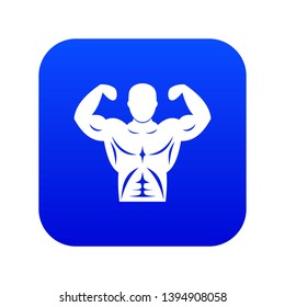 Athletic man torso icon digital blue for any design isolated on white vector illustration
