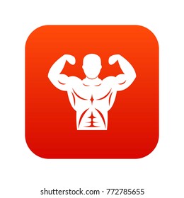 Athletic man torso icon digital red for any design isolated on white vector illustration