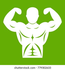 Athletic man torso icon white isolated on green background. Vector illustration