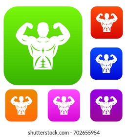 Icono de conjunto atlético de torso en diferentes colores aislado ilustración vectorial. Colección Premium