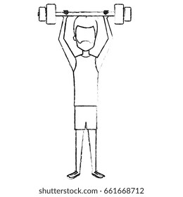 athletic man weight lifting character
