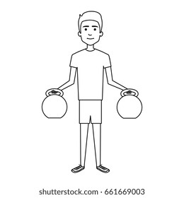 athletic man weight lifting character