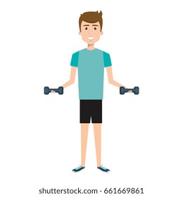 athletic man weight lifting character