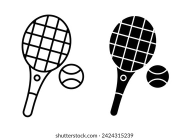 Athletic Match Line Icon. Tennis gameplay icon in black and white color.