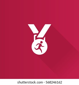 Athletic medal icon in Metro user interface color style. Sport triathlon marathon