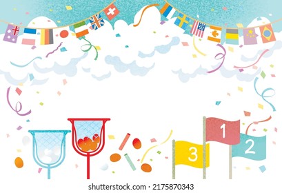 Athletic meet ball foot race background illustration