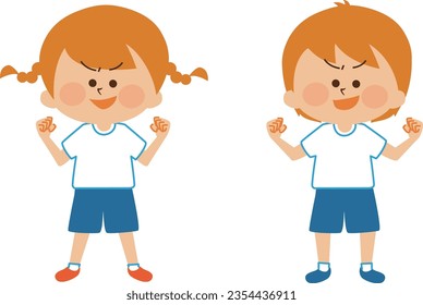 Athletic meet Children doing guts pose Cute illustration material