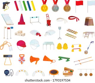 Athletic meet illustration material set / analog style