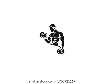 Athletic men pumping up back muscles workout gym bodybuilding - Silhouette Design Vector Illustration.
