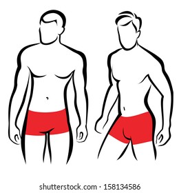  athletic men silhouettes, vector symbols collection