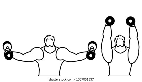 athletic men weight lifting characters