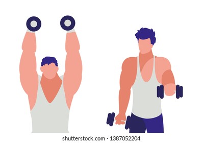 athletic men weight lifting characters