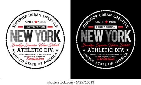 Athletic New York Brooklyn Typography Design United States Style For T Shirt Print Men, Vector