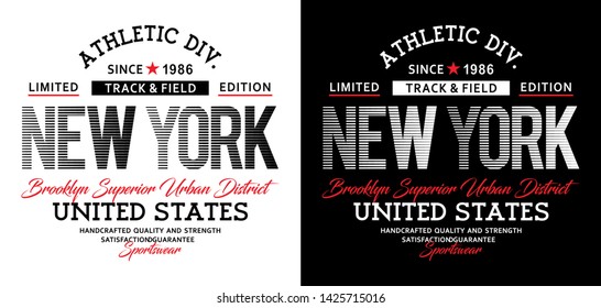 Athletic New York typography design united states for t shirt print men, vector