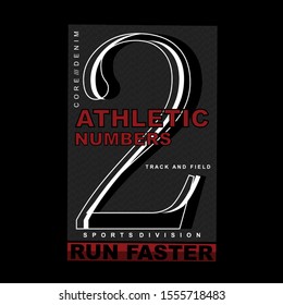 athletic numbers tee element graphic t shirt print vector illustration design
