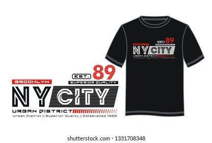Diseño tipográfico atlético NY City 89 con un color negro en muestras de pantalones, para impresión de pantalla y otros. ilustrador de imagen vectorial