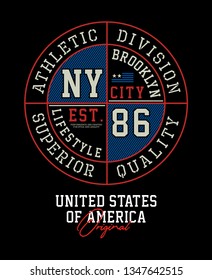 Athletic NYC Sport typography design for printing on t-shirts and other uses, Vector image illustration