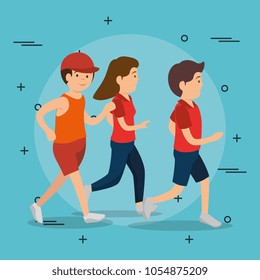 athletic people practicing exercise characters