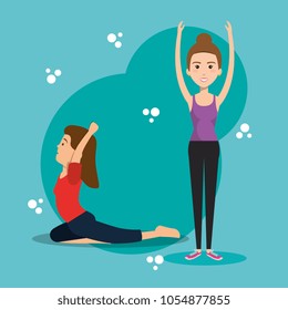 athletic people practicing exercise characters