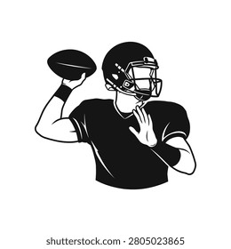 Athletic quarterback in mid-throw isolated on white. Ideal for sports branding team promotion or athletic event advertising.