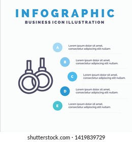 Athletic, Ring, Sport, Healthcare Line icon with 5 steps presentation infographics Background