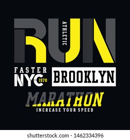 Athletic Run Faster Typography Tshirt Graphics Stock Vector (Royalty ...