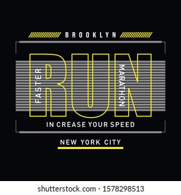 Athletic run typography, tee shirt graphics, vectors