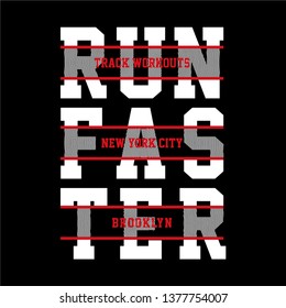 Athletic running sport typography, t-shirt graphics, vectors