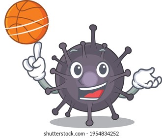 An athletic salmonella cartoon mascot design with basketball. Vector illustration