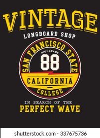 Athletic San francisco  typography, t- shirt surf graphics, vectors, 